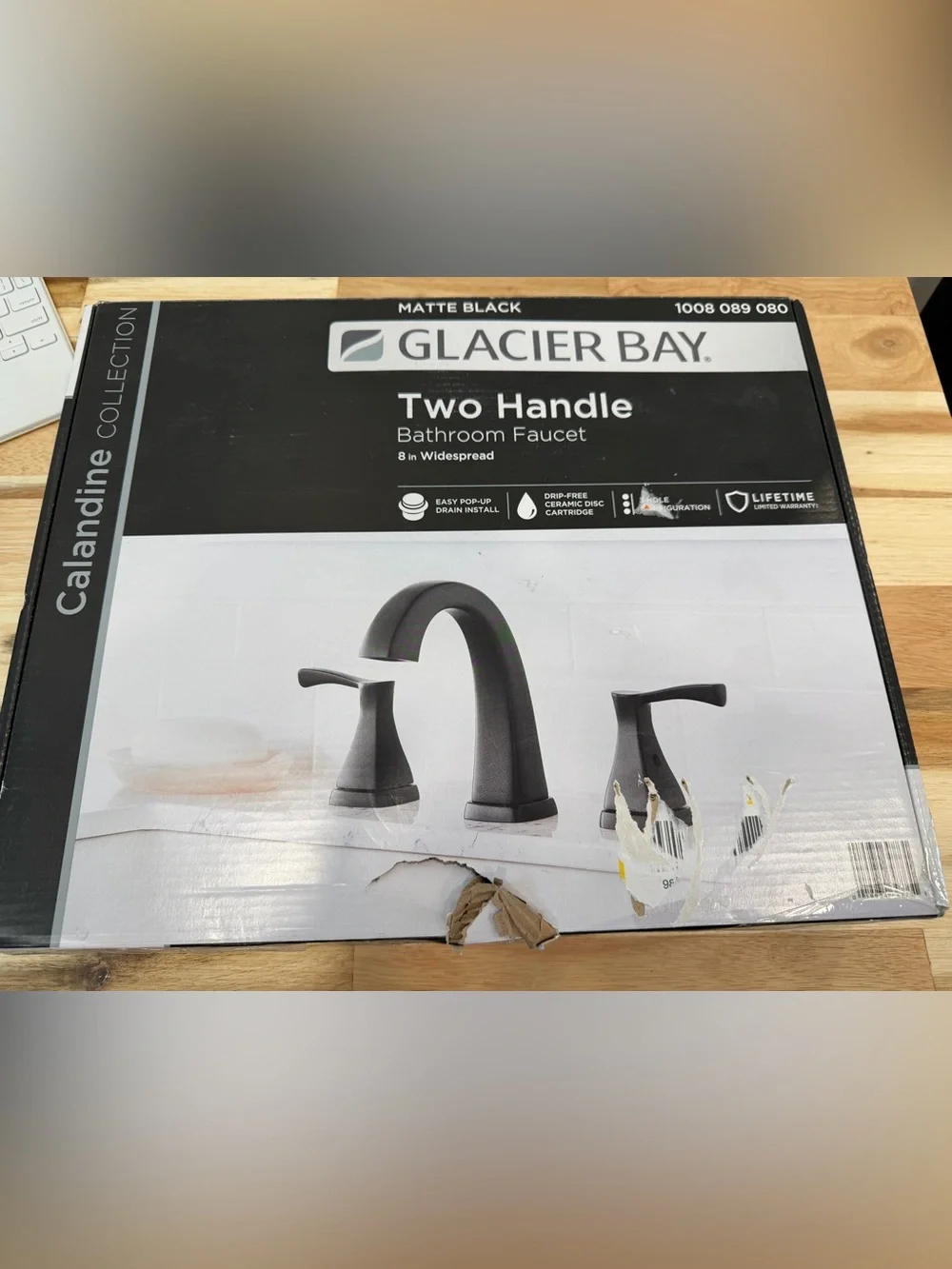 Glacier Bay Calandine Matte Black Two-Handle Bathroom Faucet - 8 in Widespread